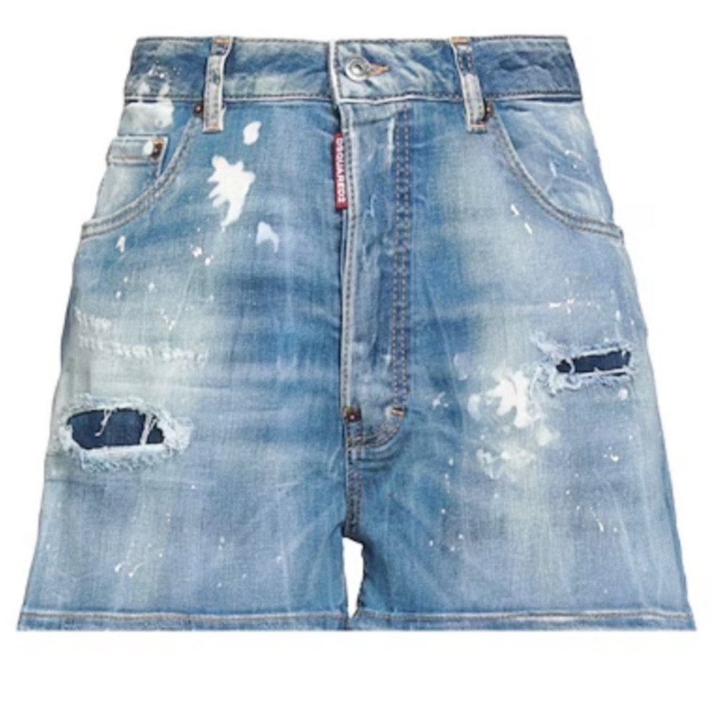 DSQUARED2 Men Blue Distressed Paint Splatter Denim Shorts 
34/50 New With Tags‎